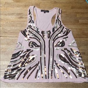 Glitzy nude pink tank top.